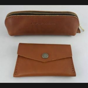 Portland Leather Company mini wallet and pencil case set- HONEY